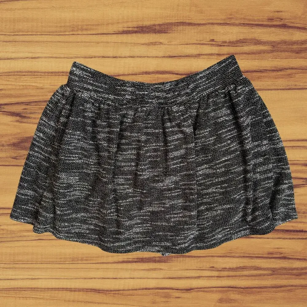 Free People Holly Go Lightly Marled Heather Grey Knit Skater Mini Skirt Small